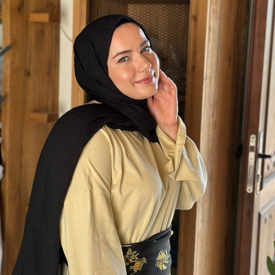 Modal Krinkıl Şal Siyah