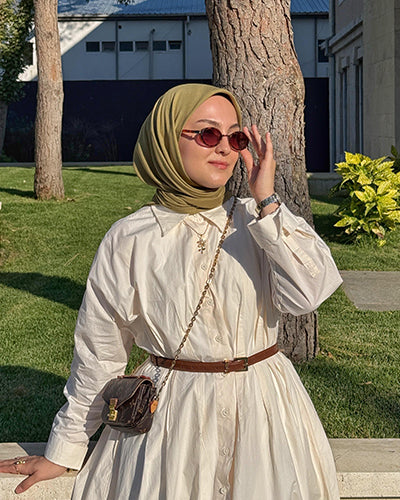 Pamuk Keten Eşarp Olive