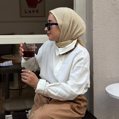 Pamuk Keten Eşarp Vizon