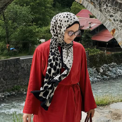 Polka Dots Desen Rami Şal Siyah