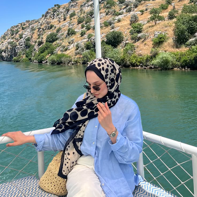 Polka Dots Desen Rami Şal Siyah