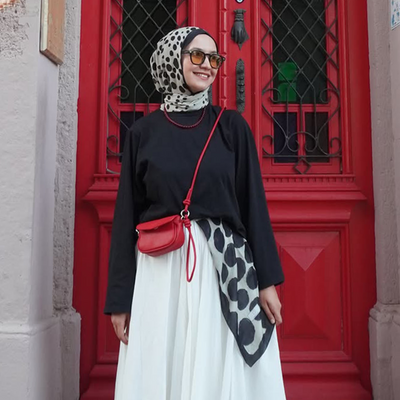 Polka Dots Desen Rami Şal Siyah