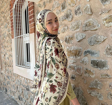 Pure Ethnic Desen Soft Viskon Şal Bej