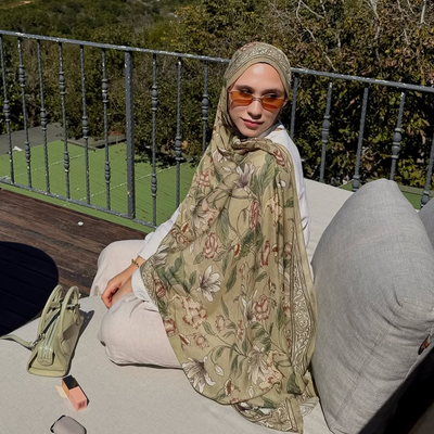 Pure Ethnic Desen Soft Viskon Şal Sütlü Kahve
