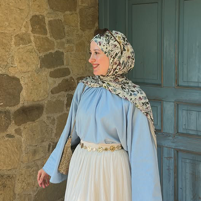 Pure Rosalia Desen Soft Viskon Şal Turkuaz
