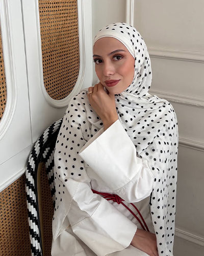 Small Polka Dots Desen Rami Şal Ekru