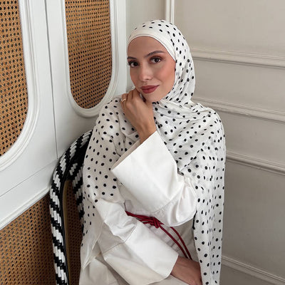 Small Polka Dots Desen Rami Şal Ekru