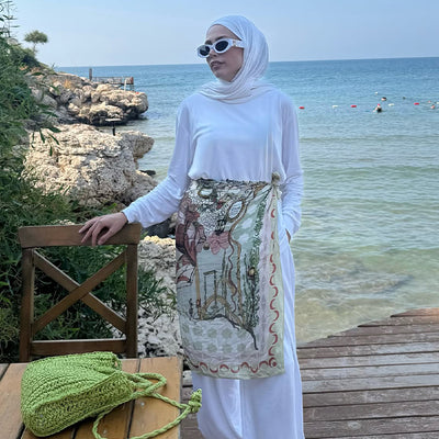 Starlight Harmony Desen Floş Viskon Eşarp Sage