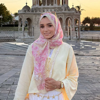 Summer Bloom Desen Rami Şal Soft Pembe