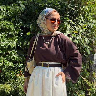 Vintage Garden Desen Rami Şal Fındık Kabuğu
