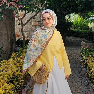 Vintage Garden Desen Rami Şal Fındık Kabuğu