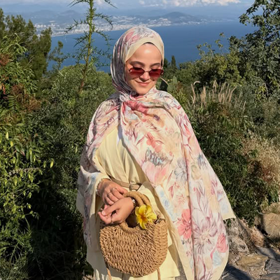Vıntage Garden Desen Rami Şal Tereyağı