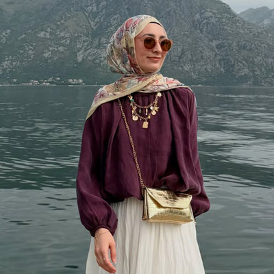 Vintage Garden Desen Rami Şal Tereyağı